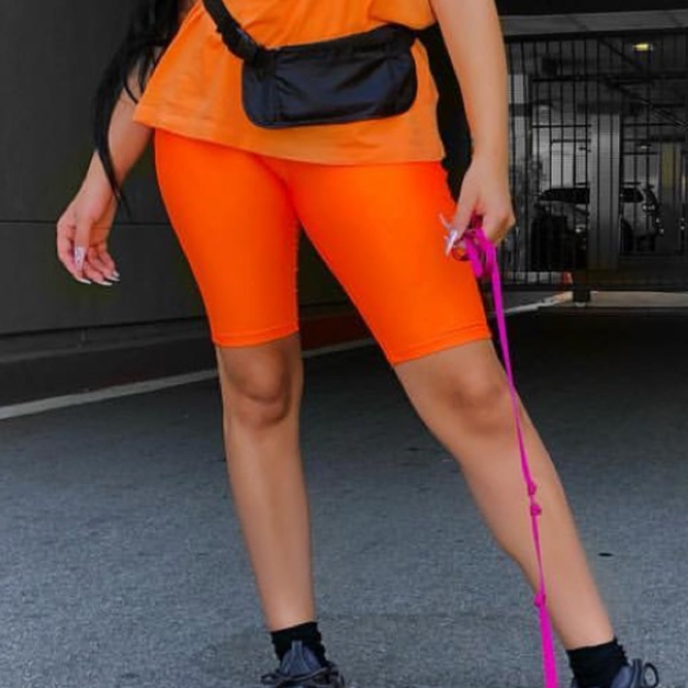 Fashion nova neon orange biker shorts